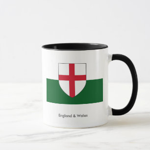 Taza Mug de Inglaterra y Gales - Escudo en blanco y ver