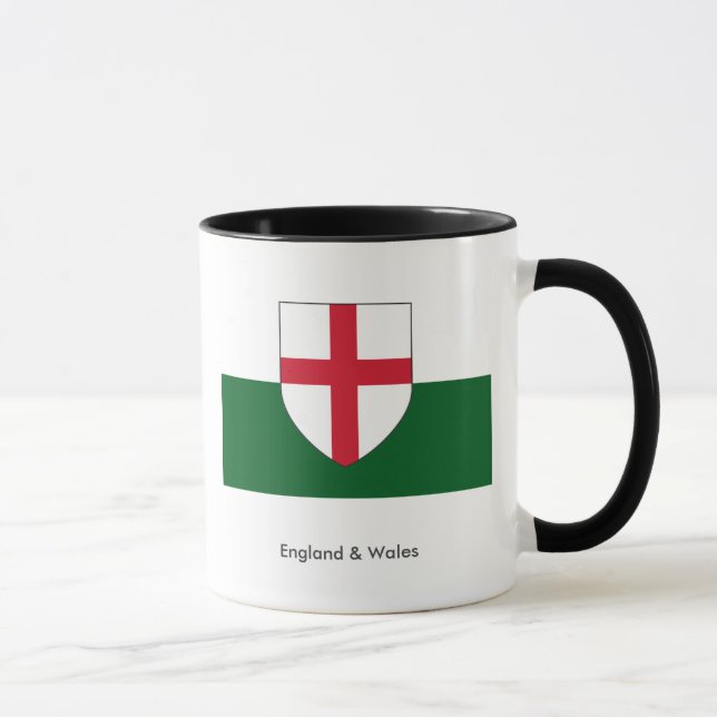Taza Mug de Inglaterra y Gales - Escudo en blanco y ver (Derecha)