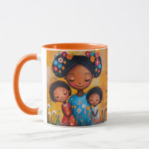 Taza Mug de jardín nocturno colorida madre e hijos