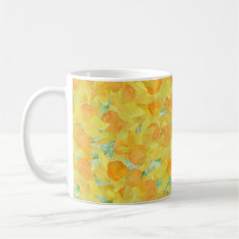 Taza Mug de jengibre azul y blanco, Daffodis dorados