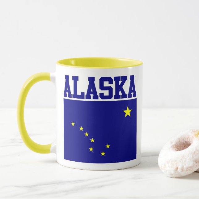 Taza Mug de la bandera del estado de Alaska (Con donut)