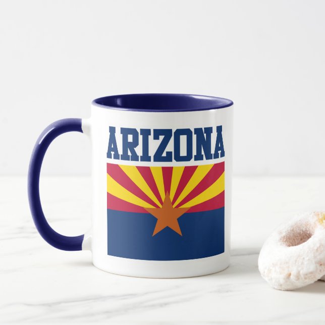 Taza Mug de la bandera del estado de Arizona (Con donut)