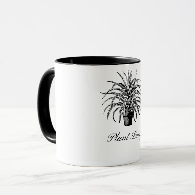 Taza Mug de la Dama de la Planta Blanca y Negra