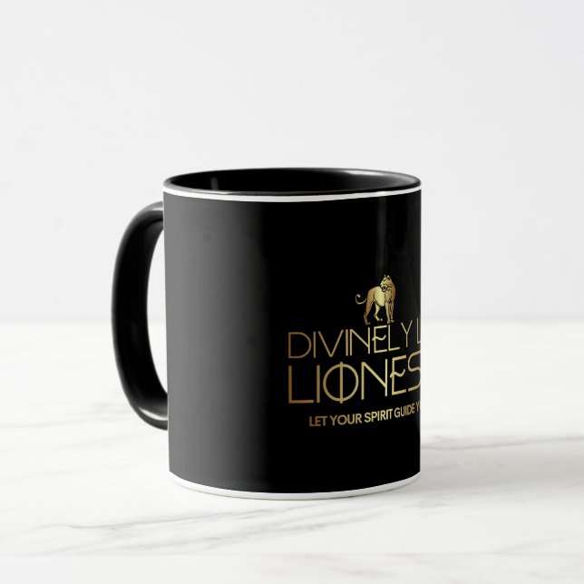 Taza Mug de la leona divina - Negro y oro (Anverso izquierdo)