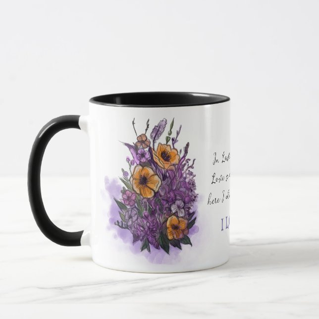 Taza Mug de lavanda romántica personalizada para ella (Izquierda)
