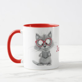 Taza Mug de lectura personalizada de gato con manija ro