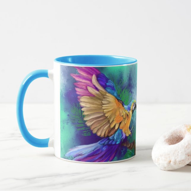 Taza Mug de loro colorido (Con donut)