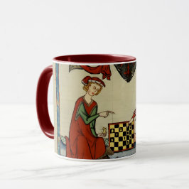 Taza Mug de los jugadores medievales de ajedrez del Cod