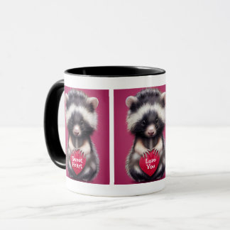Taza Mug de mensajes difusos del corazón del zorrillo