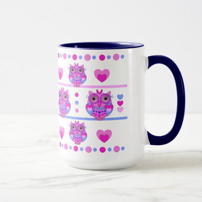 Taza Mug de moda con búhos y nombre (Derecha)