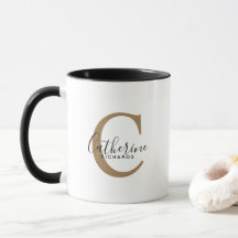 Mug de monograma de oro personalizado moderno