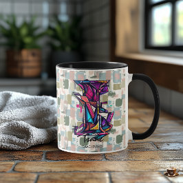 Taza Mug de monograma resumen dinámico - I para Isaac