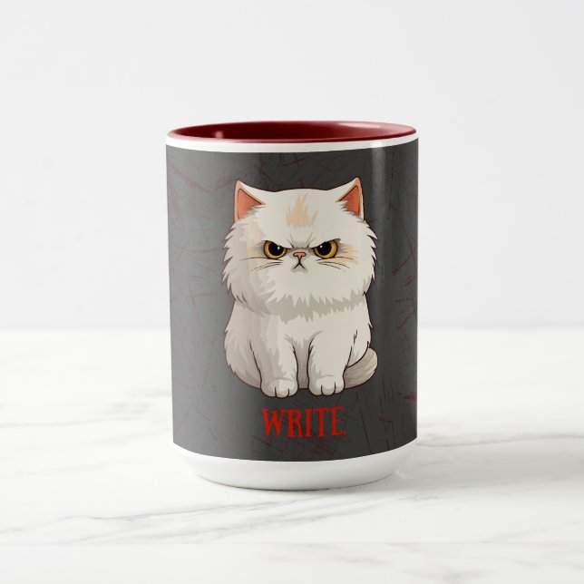 Taza Mug de motivación para escritor de gatos gruñón (Centro)