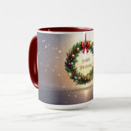 Taza Mug de Navidad festivo Corona Navideña