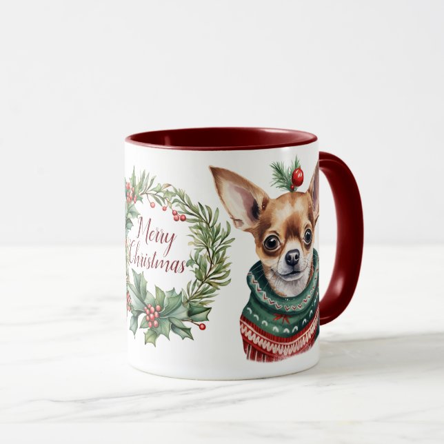 Taza Mug de Navidades de perro de Chihuahua (Anverso derecho)