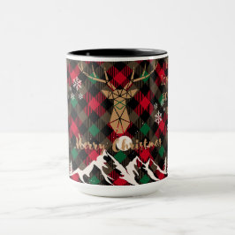 Taza Mug de Navidades de renos rojos y verdes de raza r