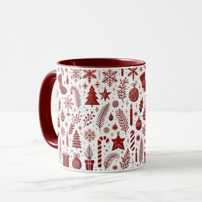 Taza Mug de Navidades rojos blancos (Anverso izquierdo)