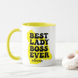 Taza Mug de nombre personalizado amarillo retro de Best