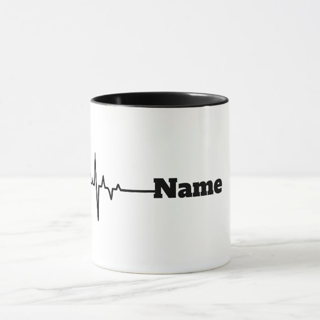 Taza Mug de nombre personalizado de frecuencia cardíaca (Centro)