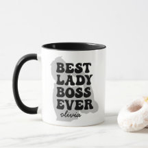 Mug de nombre personalizado de la mejor dama jefe 
