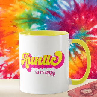 Taza Mug de nombre personalizado de la tía retro colori