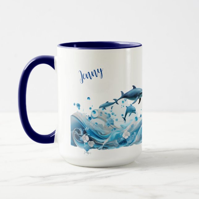 Taza Mug de nombre personalizado delfín personalizado (Izquierda)