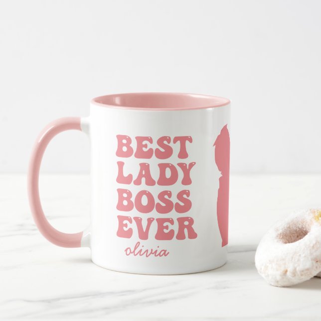 Taza Mug de nombre personalizado rosado de Best Lady Bo (Con donut)