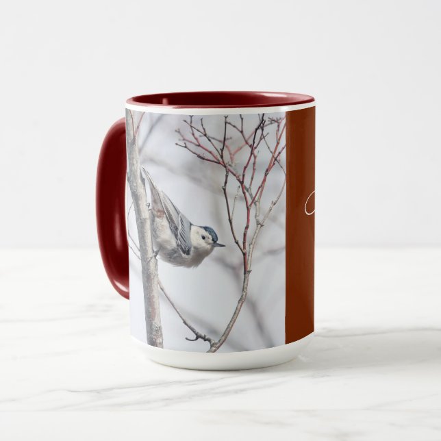 Taza Mug de observación de aves Nuthatch de pechos blan (Anverso izquierdo)