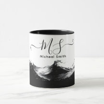 Mug de onda negra personalizada - Personalizado ar