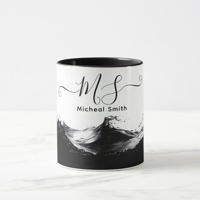 Taza Mug de onda negra personalizada - Personalizado ar (Centro)