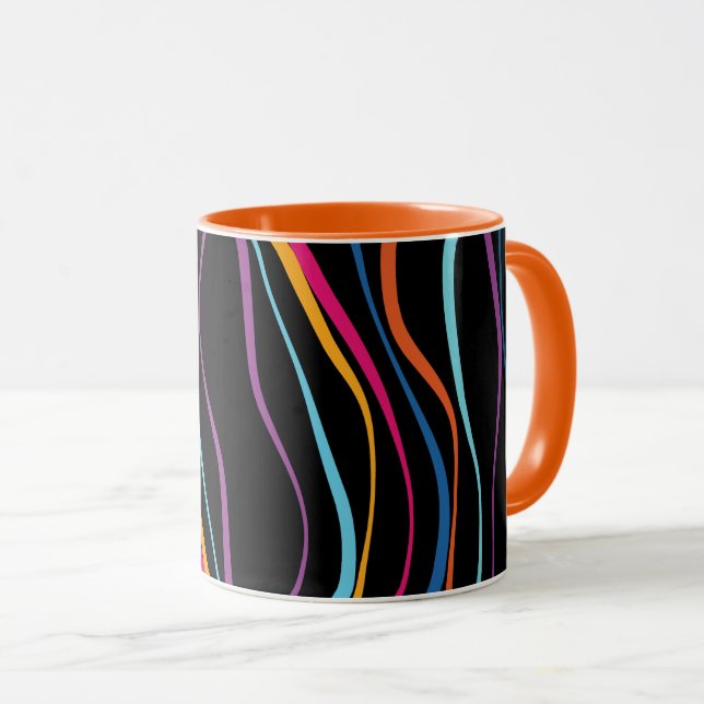 Taza Mug de ondas de color de patrón moderno (Anverso derecho)