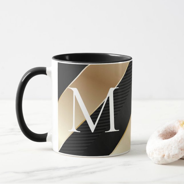 Taza Mug de oro y negro (Con donut)
