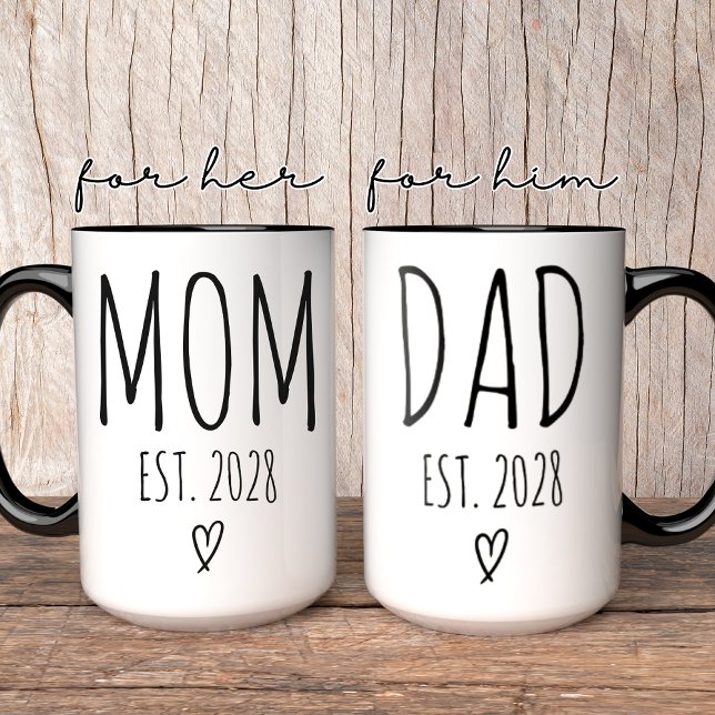 Taza Mug de papá y mamá personalizadas, regalo de Baby  (personalized mom mug, personalized dad mug, mom and dad mug, custom parent mug, new parents gift,)
