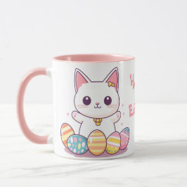 Taza Mug de Pascua de Gato Kawaii - Gato Pastel Adorabl