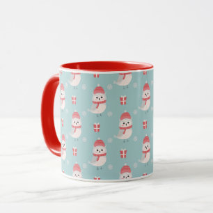 Taza Mug de patrón de búhos de Navidades pequeños