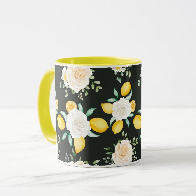 Taza Mug de patrón floral femenino (Anverso izquierdo)