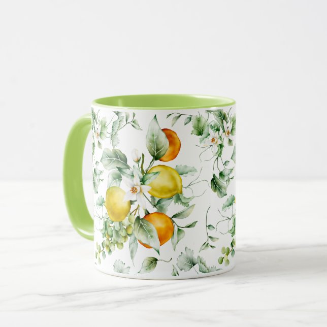 Taza Mug de patrón floral femenino (Anverso izquierdo)