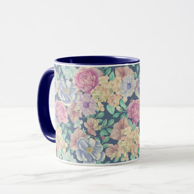 Taza Mug de patrón floral femenino (Anverso izquierdo)