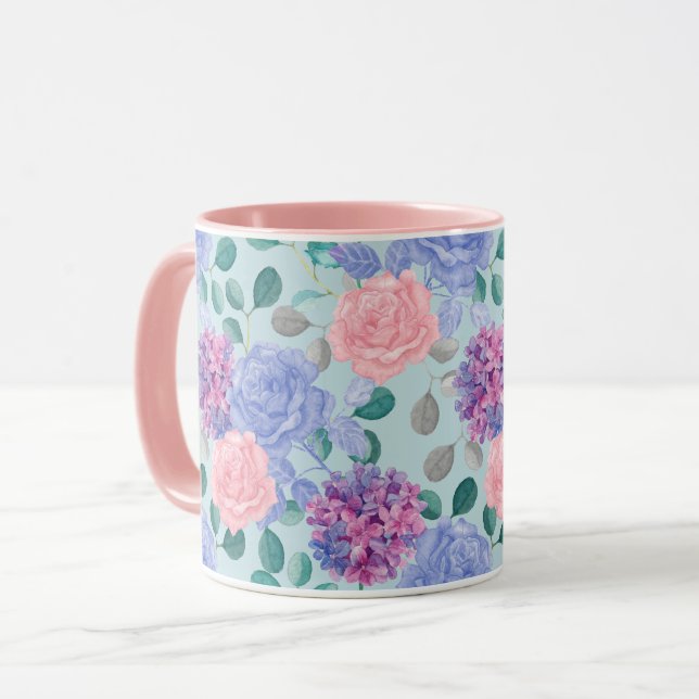 Taza Mug de patrón floral femenino (Anverso izquierdo)