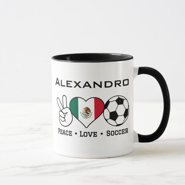 Taza Mug de Peace Love Soccer (Derecha)