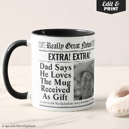Taza Mug de periódico editable para papá, idea de regal