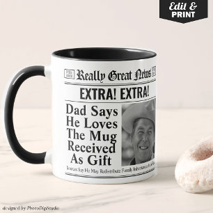 Taza Mug de periódico editable para papá, idea de regal
