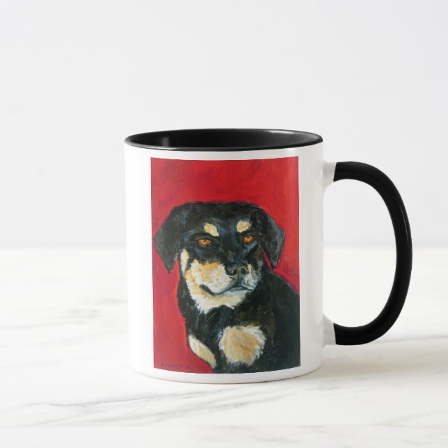 Taza Mug de perro rojo y verde (Derecha)