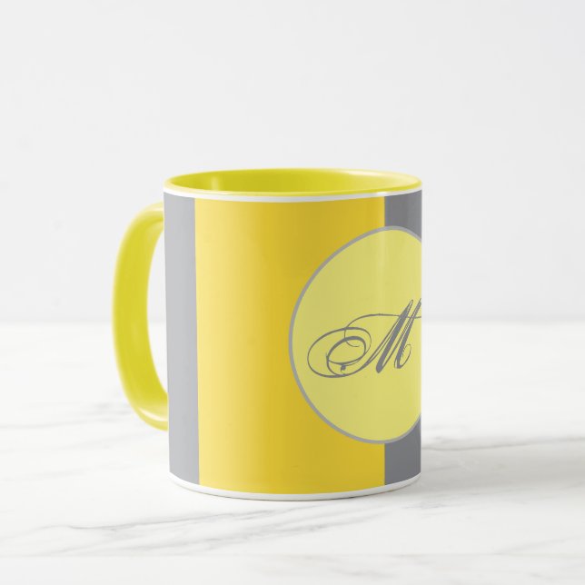 Taza Mug De Personalizar Gris Claro Amarillo Y Suave (Anverso izquierdo)