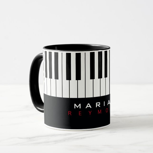 Taza Mug de piano moderno con nombre (Anverso izquierdo)
