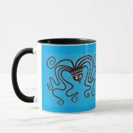 Taza Mug de pulpo azul de inspiración griega