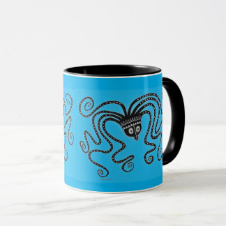 Taza Mug de pulpo azul de inspiración griega