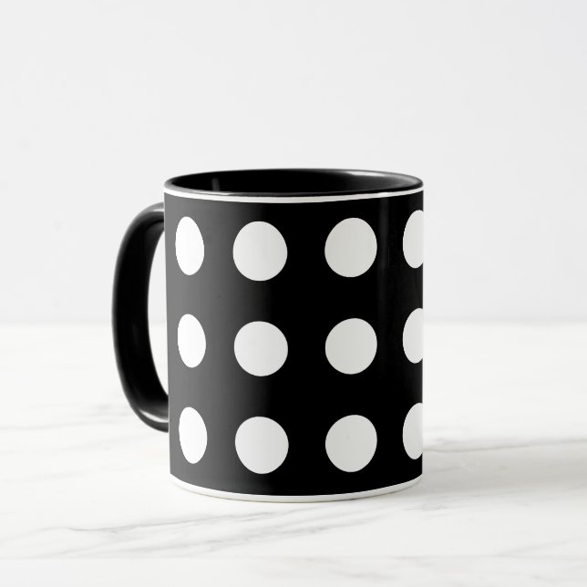 Taza Mug de puntos blancos y negros (Anverso izquierdo)