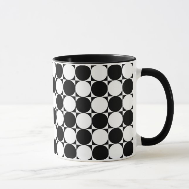 Taza Mug de puntos de polka blanco y negro (Derecha)