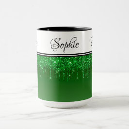 Taza Mug de Purpurinas verdes